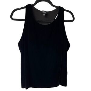 Eileen Fisher Silk Blend Velvet Sleeveless Scoop Neck Tank Top Size L black